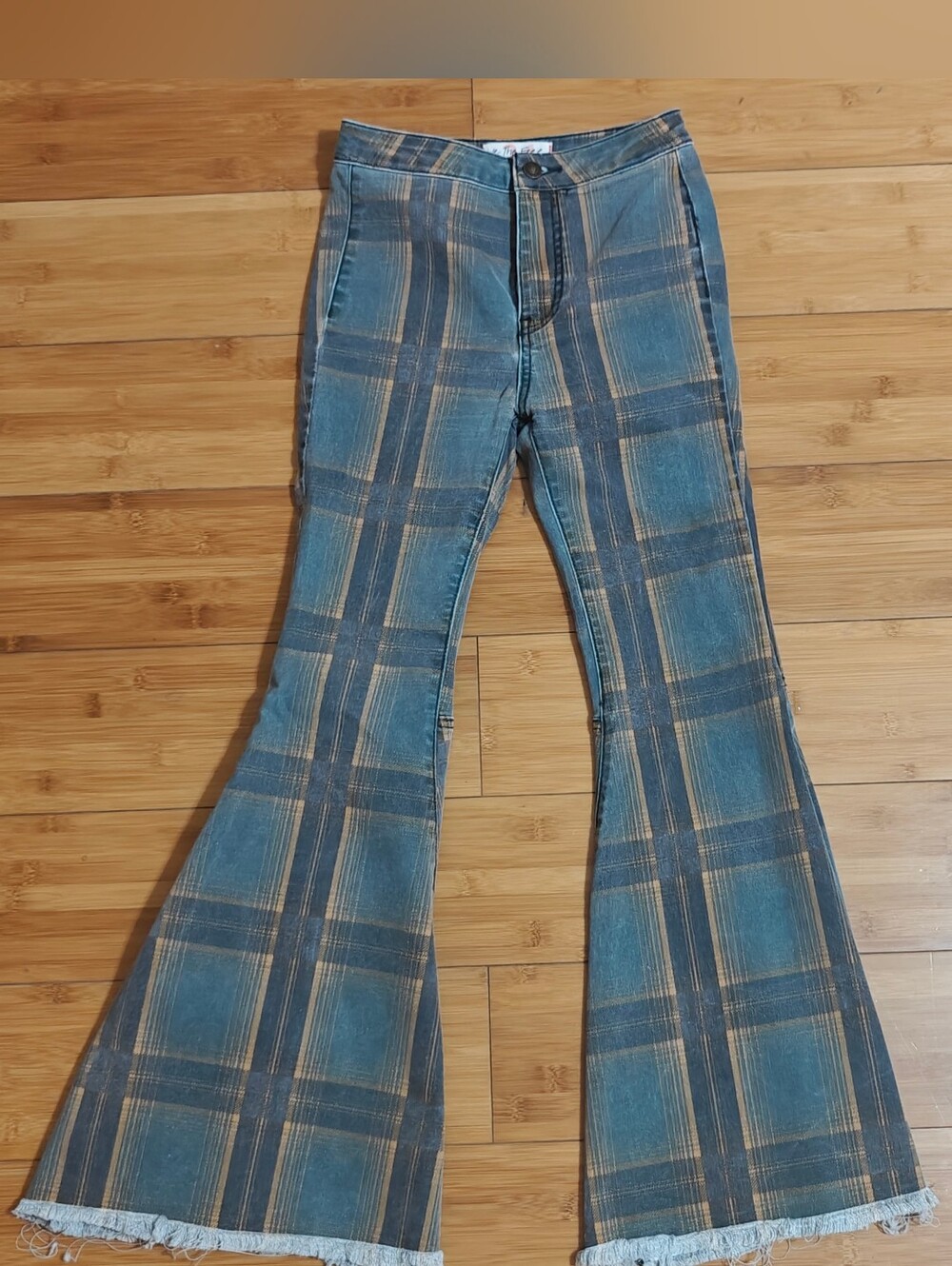 We The Free Plaid Flared Jeans Size 24